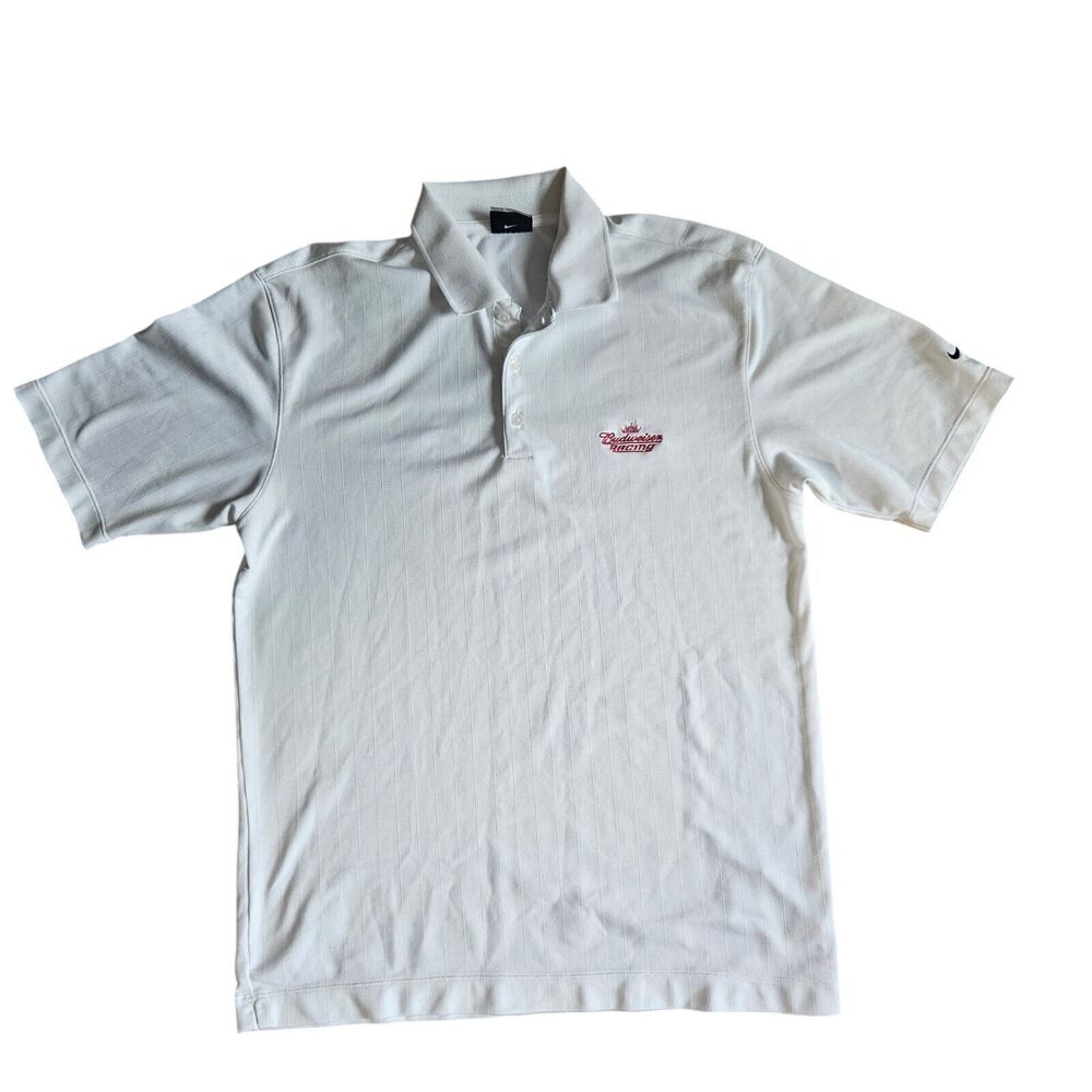 Nike Golf Budweiser Racing Polo Shirt White Size L Collared